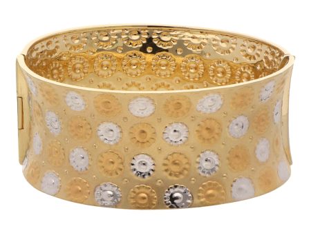 Brazalete articulado motivo floral en oro dos tonos 14 kilates. Discount