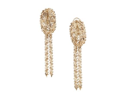 Aretes boleados con colgantes en oro amarillo 14 kilates. Online Hot Sale