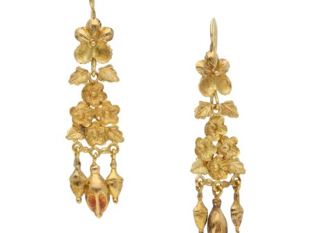 Aretes articulados con colgantes en oro amarillo 18 kilates. For Discount