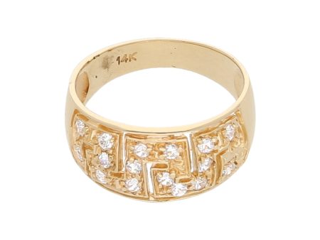 Anillo calado con circonias en oro amarillo 14 kilates. Online