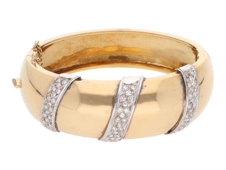 Brazalete articulado con diamantes en oro dos tonos 18 kilates. For Cheap