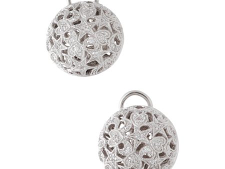 Aretes calados con circonias en oro blanco 18 kilates. For Cheap