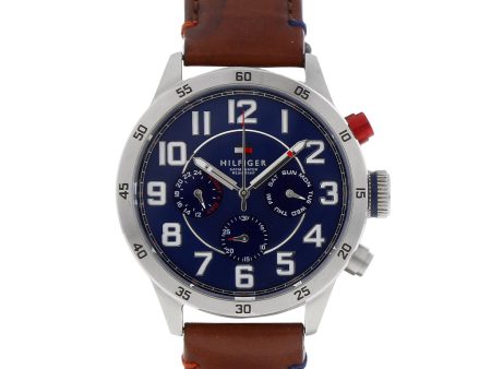 Reloj Tommy Hilfiger para caballero en acero vistas esmalte correa piel. Online Sale