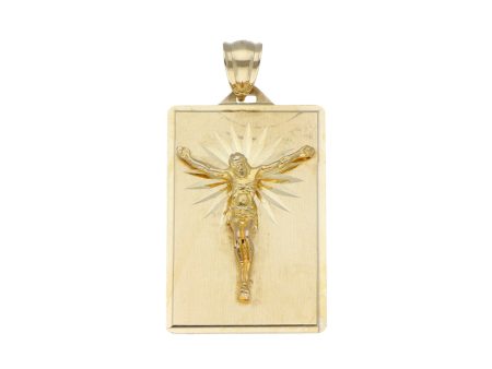 Cristo en placa diseño especial en oro amarillo 14 kilates. For Sale