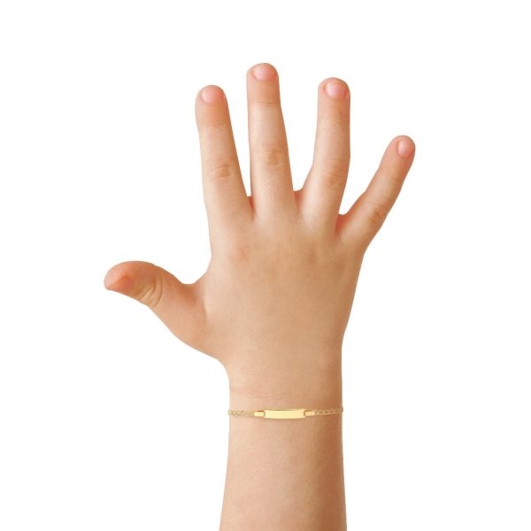 Pulsera infantil eslabón encontrado con placa en oro amarillo 14 kilates. Online