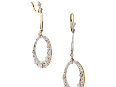 Aretes articulados con colgantes y diamantes en oro dos tonos 18 kilates. Online Hot Sale