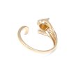 Anillo abierto motivo felino con sintéticos en oro amarillo 14 kilates. Online Sale