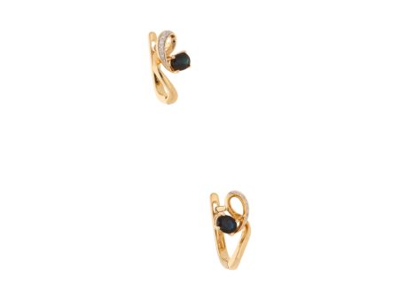 Aretes articulados con diamantes y zafiros en oro amarillo 14 kilates. Discount