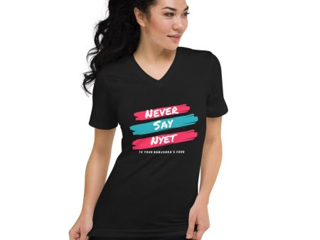 Never Say Nyet Unisex Short Sleeve V-Neck T-Shirt Online Hot Sale