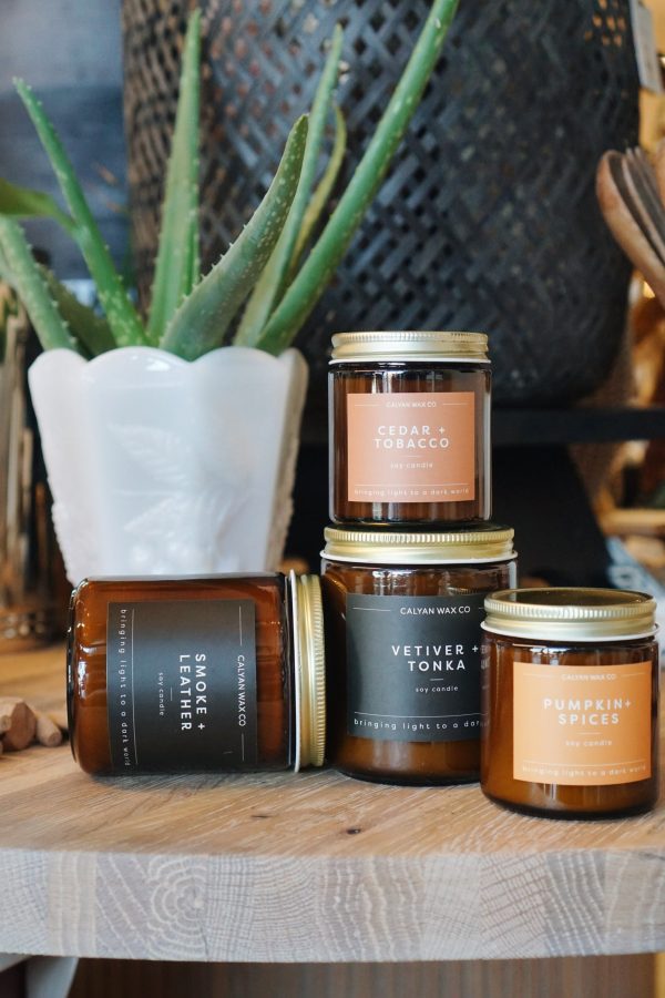 Smoke + Leather Amber Jar Candle Online now