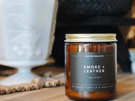 Smoke + Leather Amber Jar Candle Online now