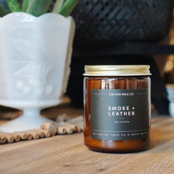 Smoke + Leather Amber Jar Candle Online now