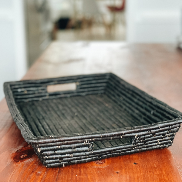 Black Raffia Tray on Sale