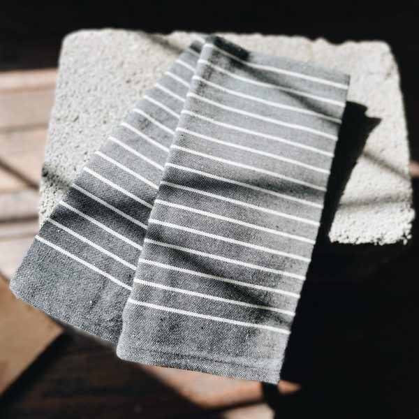 Grey Cotton Tea Towel Set Hot on Sale