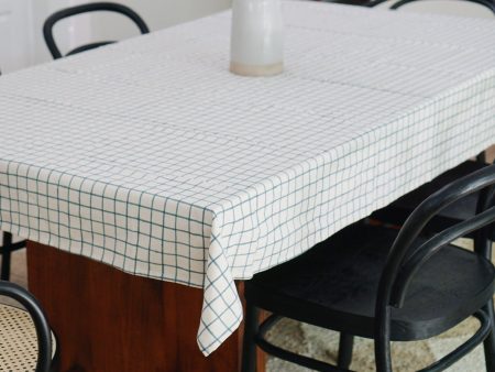 Block Print Grid Tablecloth Fashion